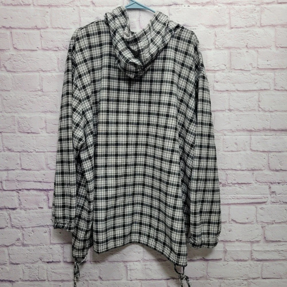 Faded Glory Plaid Hoodie Womens 26W/28W Pullover‎ Lightweight Grunge Y2K Skater